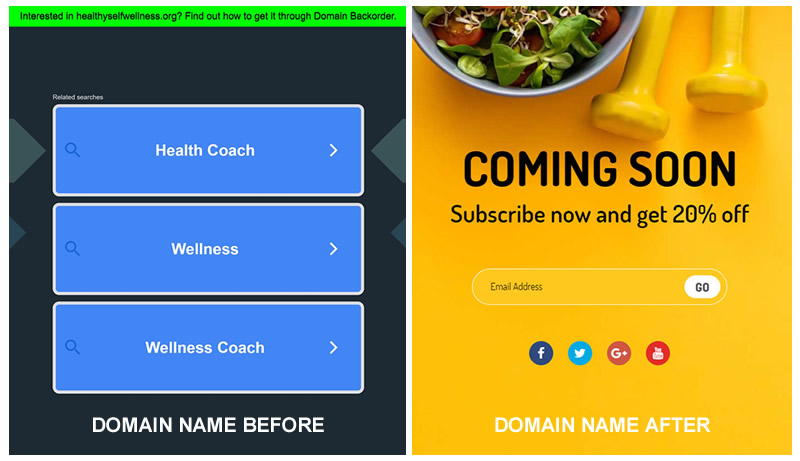before and after domain name registration